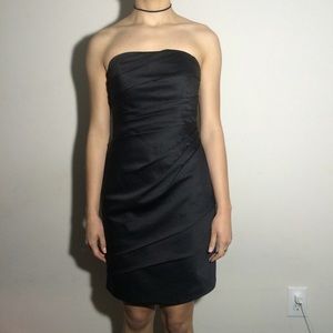 Black strapless bridesmaid dress