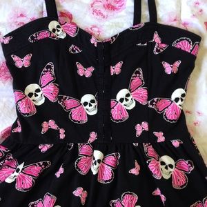Jawbreaker Skulls & Pink Butterflies Dress