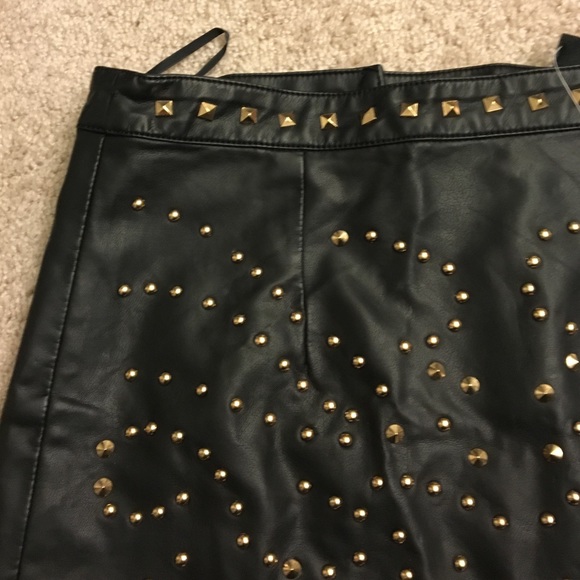 New Pleather, Gold-studded Skirt - Picture 2 of 4