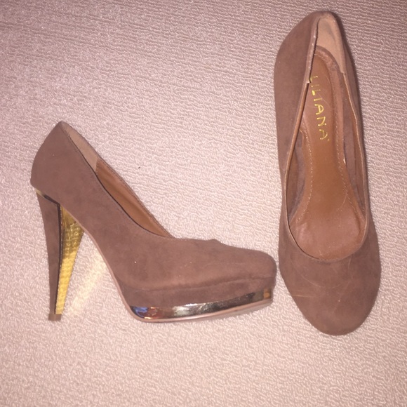 Brown and gold Liliana heels