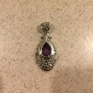New Sterling Silver Pendant with Amethyst CZ