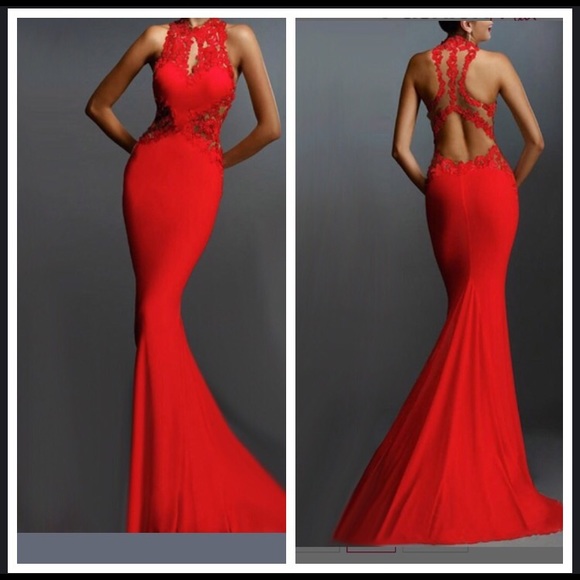Red ball gown