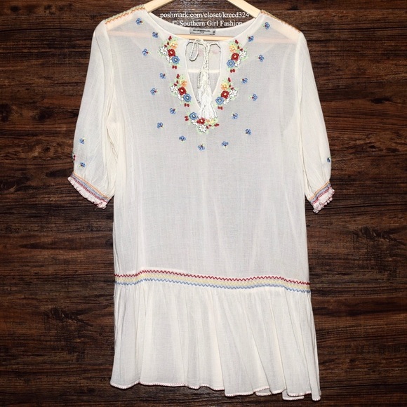 MES DEMOISELLES Woven Pullover Intricate Tunic Top - Picture 6 of 8