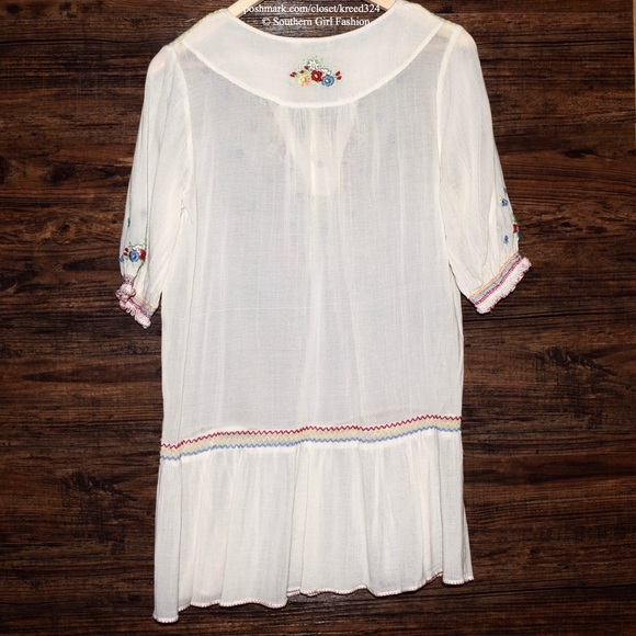 MES DEMOISELLES Woven Pullover Intricate Tunic Top - Picture 7 of 8