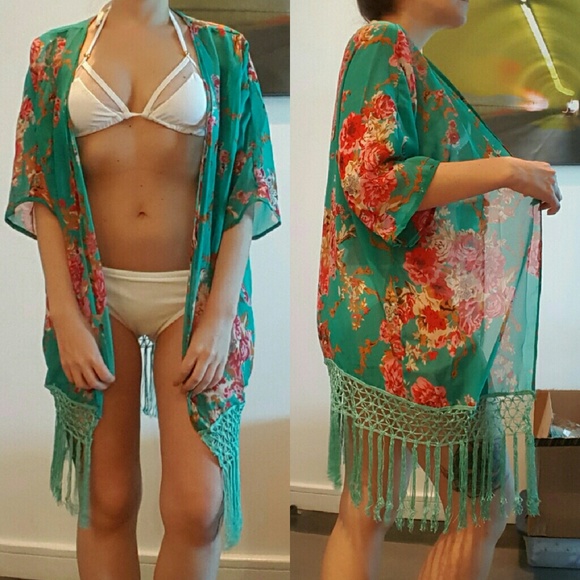 NEW Beach Tassel Floral Kimomo - Picture 3 of 8