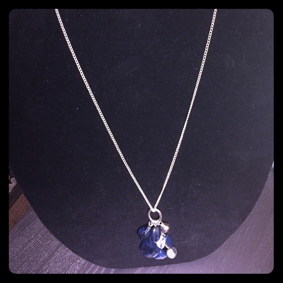 Elegant blue and silver long necklace