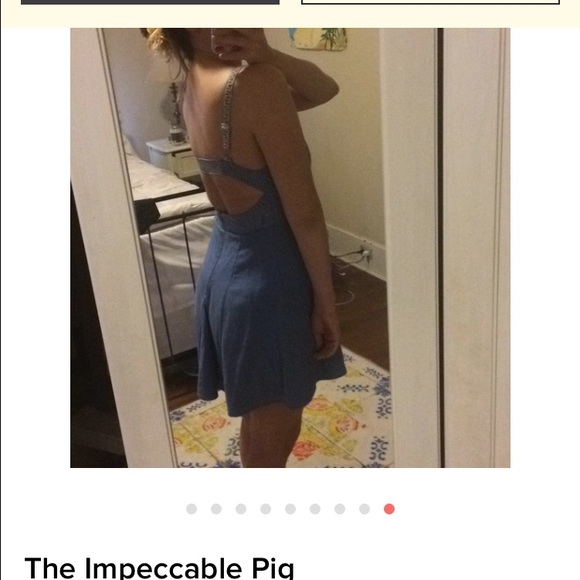 Blue open back embroidered sun dress - Picture 2 of 4