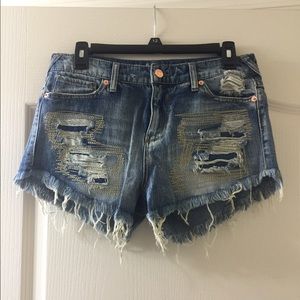 Distressed High Waisted Jeans Shorts