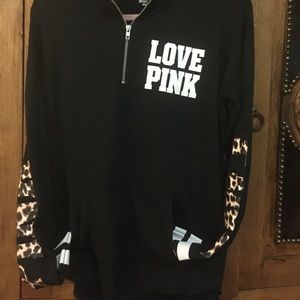 Pink Victoria's Secret leopard half zip