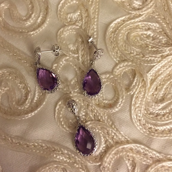 Sterling Silver Amethyst Natural with CZ pend/Earr - Picture 3 of 3