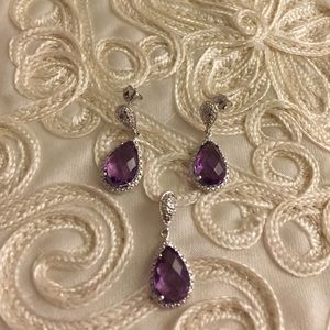 Sterling Silver Amethyst Natural with CZ pend/Earr