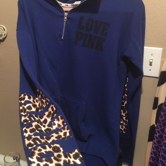 Pink Victoria's Secret leopard half zip