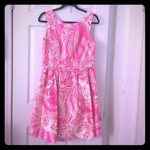 Hot pink/white tropical print party dress
