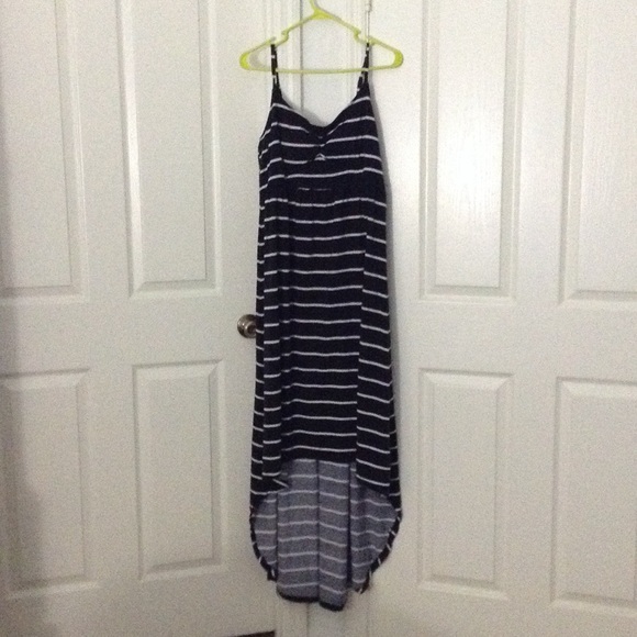 High-Low black stripped dress