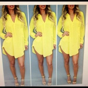💛🔸Women's V-Neck Chiffon Blouse Mini Dress🔸💛