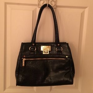 Black Leather Anne Klein Hand Bag