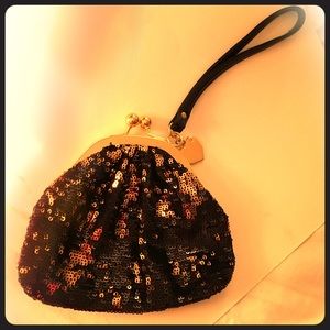 Black & Gold Sequined wristlet