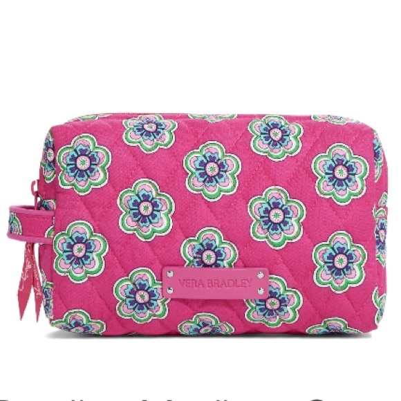 NWT Pink Swirl Flower Med. Cosmetic Travel Bag - Picture 2 of 2