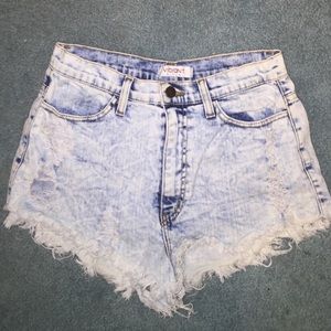 Acid-wash High-waisted Denim Shorts