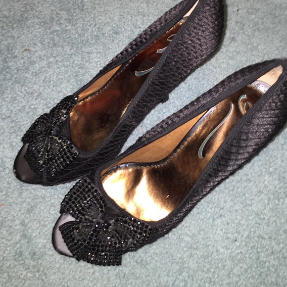 Poetic License Jeweled Heels with Bow