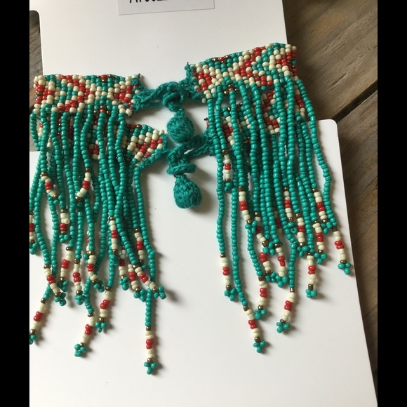 Bohemian seed beaded fringe anklet (pair) - Picture 3 of 4