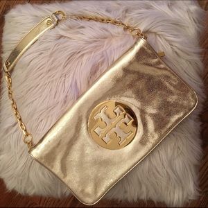 Tory Burch Reva Clutch 100% Authentic (gold)