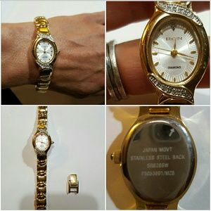 Ladies Elgin gold toned diamond watch