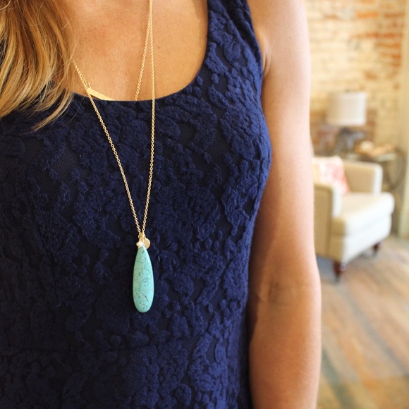 Navy fit and flare dress - Picture 3 of 4