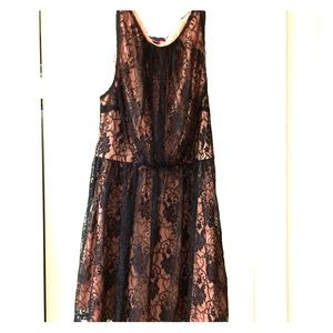 Pink dress with Black lace