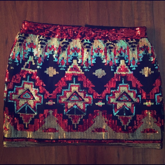 Aztec sequin mini skirt