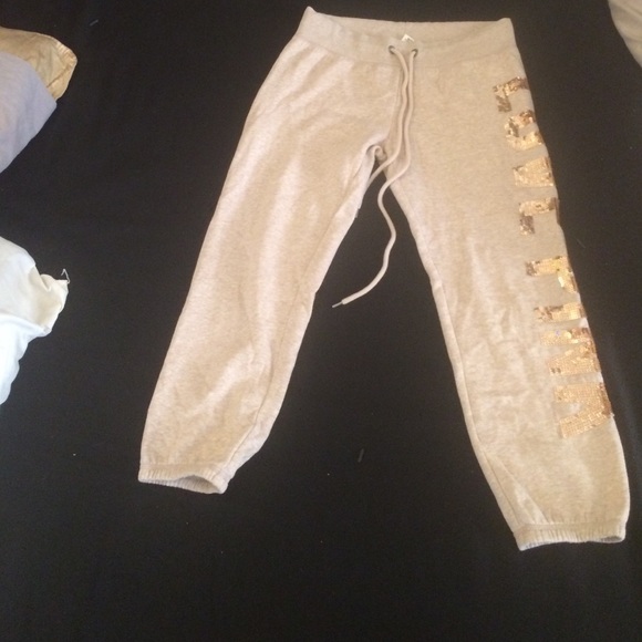 Light brown love pink Capri sweats