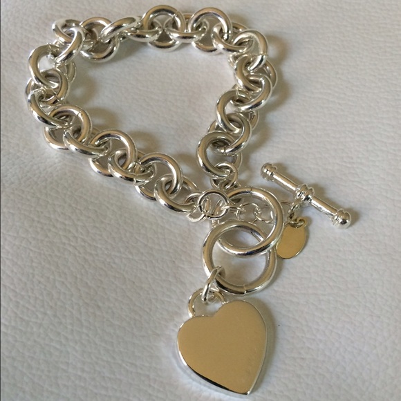 Silver toggle heart bracelet. Heavy and nice!
