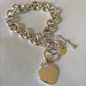 Silver toggle heart bracelet. Heavy and nice!