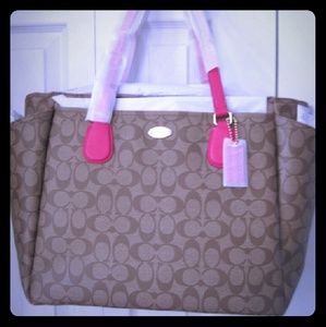 Coach signature tote diaper baby bag
