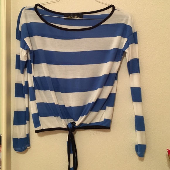 Blue and White Striped Top
