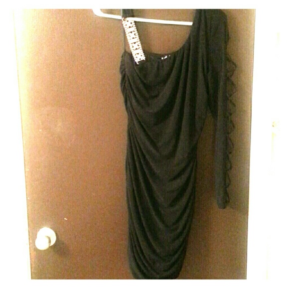 One sleeve little black dress