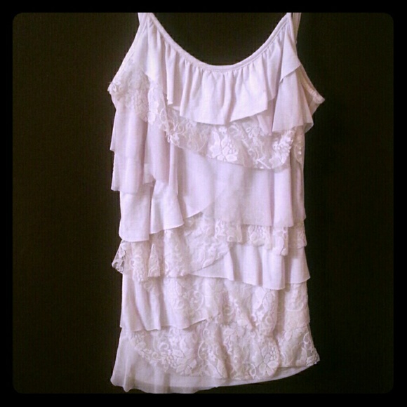 White tank top with lace accents