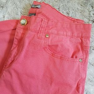 Cropped coral jeans