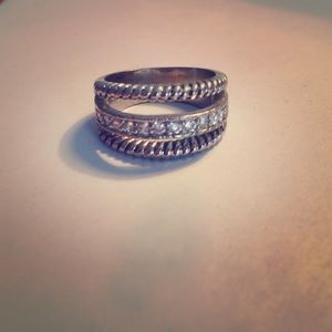 Silver breaded and studded size 7 ring.