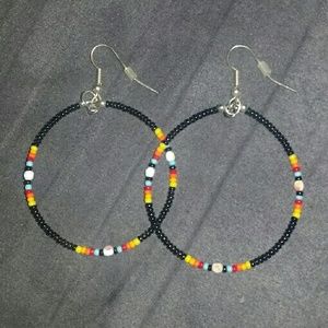 Hand beaded hoop earings