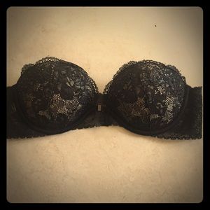 Victoria's Secret black lace strapless bra