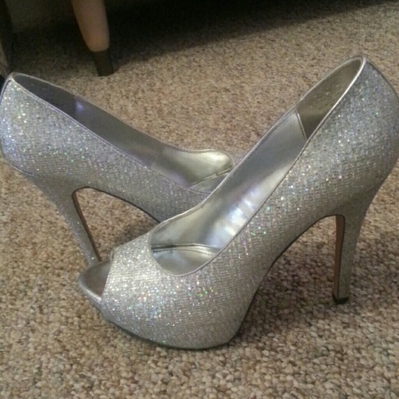 Silver sparkling heels