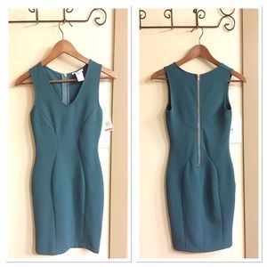 {NWT} V-Neck Ribbed Teal Dress