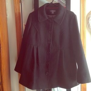 Large black maternity pea coat.