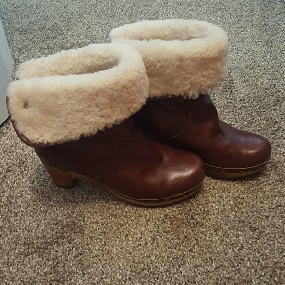 Ugg leather boots heel boho