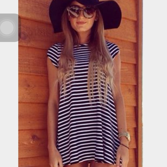 One clothing navy and white striped dress