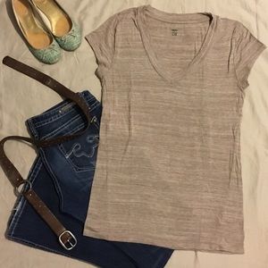 Mossimo Tan  and Cream Space-Dyed V-Neck Tee