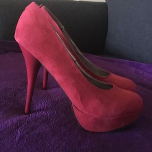 Red platform pumps (Women's size 11)