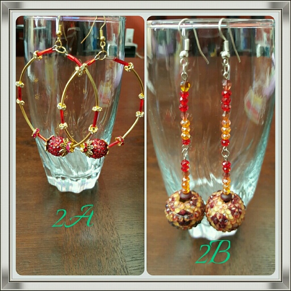 Red Handmade Custom Earrings NWOT