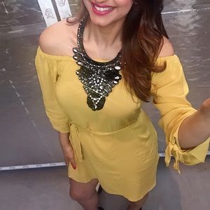 Yellow off the shoulder dress